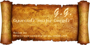 Gyurcsánszky Gergő névjegykártya